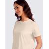 imageCRZ YOGA Pima Cotton Short Sleeve Workout Tops for Women Loose Basic TShirts Athletic Gym Casual ShirtsWhite Opal