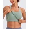 imageCRZ YOGA Seamless Ribbed Womens Tank Top Racerback Camisoles with Built in Bra Padded Scoop Neck Athletic Workout Slim CamiGreen Palm Court