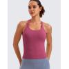 imageCRZ YOGA Seamless Ribbed Womens Tank Top Racerback Camisoles with Built in Bra Padded Scoop Neck Athletic Workout Slim CamiWashed Mauve