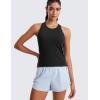 imageCRZ YOGA Seamless Womens Breathable Workout Tank Tops Racerback High Neck Sleeveless Running Athletic ShirtsBlack