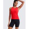 imageCRZ YOGA Seamless Womens Breathable Workout Tank Tops Racerback High Neck Sleeveless Running Athletic ShirtsDeep Red
