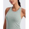 imageCRZ YOGA Seamless Womens Breathable Workout Tank Tops Racerback High Neck Sleeveless Running Athletic ShirtsGreen Palm Court