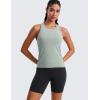 imageCRZ YOGA Seamless Womens Breathable Workout Tank Tops Racerback High Neck Sleeveless Running Athletic ShirtsGreen Palm Court