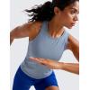 imageCRZ YOGA Seamless Womens Breathable Workout Tank Tops Racerback High Neck Sleeveless Running Athletic ShirtsOasis Blue