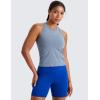 imageCRZ YOGA Seamless Womens Breathable Workout Tank Tops Racerback High Neck Sleeveless Running Athletic ShirtsOasis Blue