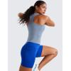 imageCRZ YOGA Seamless Womens Breathable Workout Tank Tops Racerback High Neck Sleeveless Running Athletic ShirtsOasis Blue