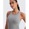 imageCRZ YOGA Seamless Womens Breathable Workout Tank Tops Racerback High Neck Sleeveless Running Athletic ShirtsSlate Grey Marl