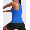 imageCRZ YOGA Seamless Womens Breathable Workout Tank Tops Racerback High Neck Sleeveless Running Athletic ShirtsSparkle Blue