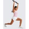 imageCRZ YOGA Seamless Womens Breathable Workout Tank Tops Racerback High Neck Sleeveless Running Athletic ShirtsStrawberry Pink