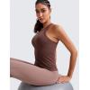 imageCRZ YOGA Seamless Womens Breathable Workout Tank Tops Racerback High Neck Sleeveless Running Athletic ShirtsTaupe