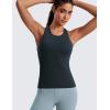 imageCRZ YOGA Seamless Womens Breathable Workout Tank Tops Racerback High Neck Sleeveless Running Athletic ShirtsTrue Navy