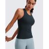 imageCRZ YOGA Seamless Womens Breathable Workout Tank Tops Racerback High Neck Sleeveless Running Athletic ShirtsTrue Navy