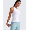 imageCRZ YOGA Seamless Womens Breathable Workout Tank Tops Racerback High Neck Sleeveless Running Athletic ShirtsWhite