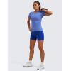 imageCRZ YOGA Seamless Workout Tops for Women Short Sleeve Athletic Tees Breathable Gym Running Yoga ShirtsWild Indigo