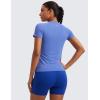 imageCRZ YOGA Seamless Workout Tops for Women Short Sleeve Athletic Tees Breathable Gym Running Yoga ShirtsWild Indigo