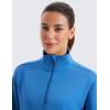 imageCRZ YOGA SoftAura Half Zip Sweatshirt for Women Long Sleeve Pullover Workout Casual Funnel Neck Tops with PocketSparkle Blue