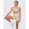 imageCRZ YOGA Softhold Womens Double Lined U Back Bralettes  Scoop Neck Unlined TShirt Everyday Bras Smooth Wireless CamiMojave Tan 2