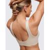 imageCRZ YOGA Softhold Womens Double Lined U Back Bralettes  Scoop Neck Unlined TShirt Everyday Bras Smooth Wireless CamiMojave Tan 2
