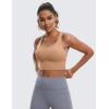 imageCRZ YOGA Strappy Longline Sports Bras for Women  Wirefree Padded Criss Cross Yoga Cropped Tank TopsMocha Mousse