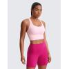 imageCRZ YOGA Strappy Longline Sports Bras for Women  Wirefree Padded Criss Cross Yoga Cropped Tank TopsStrawberry Pink