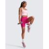 imageCRZ YOGA Strappy Longline Sports Bras for Women  Wirefree Padded Criss Cross Yoga Cropped Tank TopsStrawberry Pink