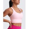 imageCRZ YOGA Strappy Longline Sports Bras for Women  Wirefree Padded Criss Cross Yoga Cropped Tank TopsStrawberry Pink