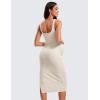 imageCRZ YOGA Women Butterluxe Sleeveless Tank Maternity Dress Split Ruched Pregnancy Square Neck Bodycon Casual Baby ShowerWhite Apricot