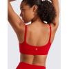 imageCRZ YOGA Womens Butterluxe Adjustable Spaghetti Strap Sports Bra  Scoop Neck Wireless Padded Yoga Workout Crop TopRed Chili