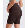 imageCRZ YOGA Womens Butterluxe Maternity Biker Shorts Over The Belly 6quot  Pregnancy Yoga Workout ActivewearHot Fudge Brown