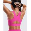 imageCRZ YOGA Womens Flex Sculpt Racerback Sports Bra  U Neck Medium Impact Padded Wireless Workout Gym Crop TopHibiscus Purple