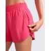 imageCRZ YOGA Womens High Waisted Running Shorts Mesh Liner 3 Dolphin Quick Dry for Athletic Gym Track Workout with Zip PocketLip Gloss Pink