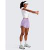 imageCRZ YOGA Womens Mid Waisted Running Shorts Liner  5 Quick Dry for Athletic Sport Workout Track with Zip PocketLilac