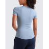 imageCRZ YOGA Womens Ribbed Modal Casual Short Sleeve Crew Neck Basic Shirts Going Out Soft Fitted Stretchy Athletic Workout TopsCambric Blue