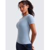 imageCRZ YOGA Womens Ribbed Modal Casual Short Sleeve Crew Neck Basic Shirts Going Out Soft Fitted Stretchy Athletic Workout TopsCambric Blue