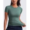 imageCRZ YOGA Womens Ribbed Modal Casual Short Sleeve Crew Neck Basic Shirts Going Out Soft Fitted Stretchy Athletic Workout TopsGraphite Green