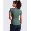 imageCRZ YOGA Womens Ribbed Modal Casual Short Sleeve Crew Neck Basic Shirts Going Out Soft Fitted Stretchy Athletic Workout TopsGraphite Green