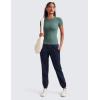 imageCRZ YOGA Womens Ribbed Modal Casual Short Sleeve Crew Neck Basic Shirts Going Out Soft Fitted Stretchy Athletic Workout TopsGraphite Green