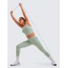 imageCRZ YOGA Womens Seamless Ribbed Longline High Neck Sports Bra  Racerback Padded Slim Fit Crop Tank Top with Built in PadsGreen Palm Court