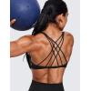 imageCRZ YOGA Womens Strappy Sports Bra  Criss Cross Back Padded Medium Support Wireless Gym Cami Workout YogaBlack