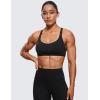 imageCRZ YOGA Womens Strappy Sports Bra  Criss Cross Back Padded Medium Support Wireless Gym Cami Workout YogaBlack