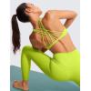 imageCRZ YOGA Womens Strappy Sports Bra  Criss Cross Back Padded Medium Support Wireless Gym Cami Workout YogaChartreuse