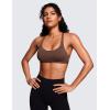 imageCRZ YOGA Womens Strappy Sports Bra  Criss Cross Back Padded Medium Support Wireless Gym Cami Workout YogaCoffee Brown