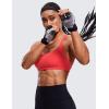 imageCRZ YOGA Womens Strappy Sports Bra  Criss Cross Back Padded Medium Support Wireless Gym Cami Workout YogaCrimson
