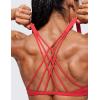 imageCRZ YOGA Womens Strappy Sports Bra  Criss Cross Back Padded Medium Support Wireless Gym Cami Workout YogaCrimson