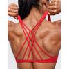 imageCRZ YOGA Womens Strappy Sports Bra  Criss Cross Back Padded Medium Support Wireless Gym Cami Workout YogaDeep Red
