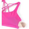 imageCRZ YOGA Womens Strappy Sports Bra  Criss Cross Back Padded Medium Support Wireless Gym Cami Workout YogaHibiscus Purple