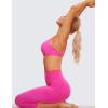 imageCRZ YOGA Womens Strappy Sports Bra  Criss Cross Back Padded Medium Support Wireless Gym Cami Workout YogaHibiscus Purple