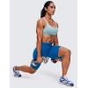 imageCRZ YOGA Womens Strappy Sports Bra  Criss Cross Back Padded Medium Support Wireless Gym Cami Workout YogaLight Grayish Blue