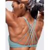 imageCRZ YOGA Womens Strappy Sports Bra  Criss Cross Back Padded Medium Support Wireless Gym Cami Workout YogaLight Grayish Blue