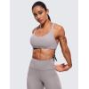 imageCRZ YOGA Womens Strappy Sports Bra  Criss Cross Back Padded Medium Support Wireless Gym Cami Workout YogaLunar Rock